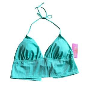 NWT! Juniors' Ninety-Nine° Mint Apron Crop Tankini Swim Top Size X-Large